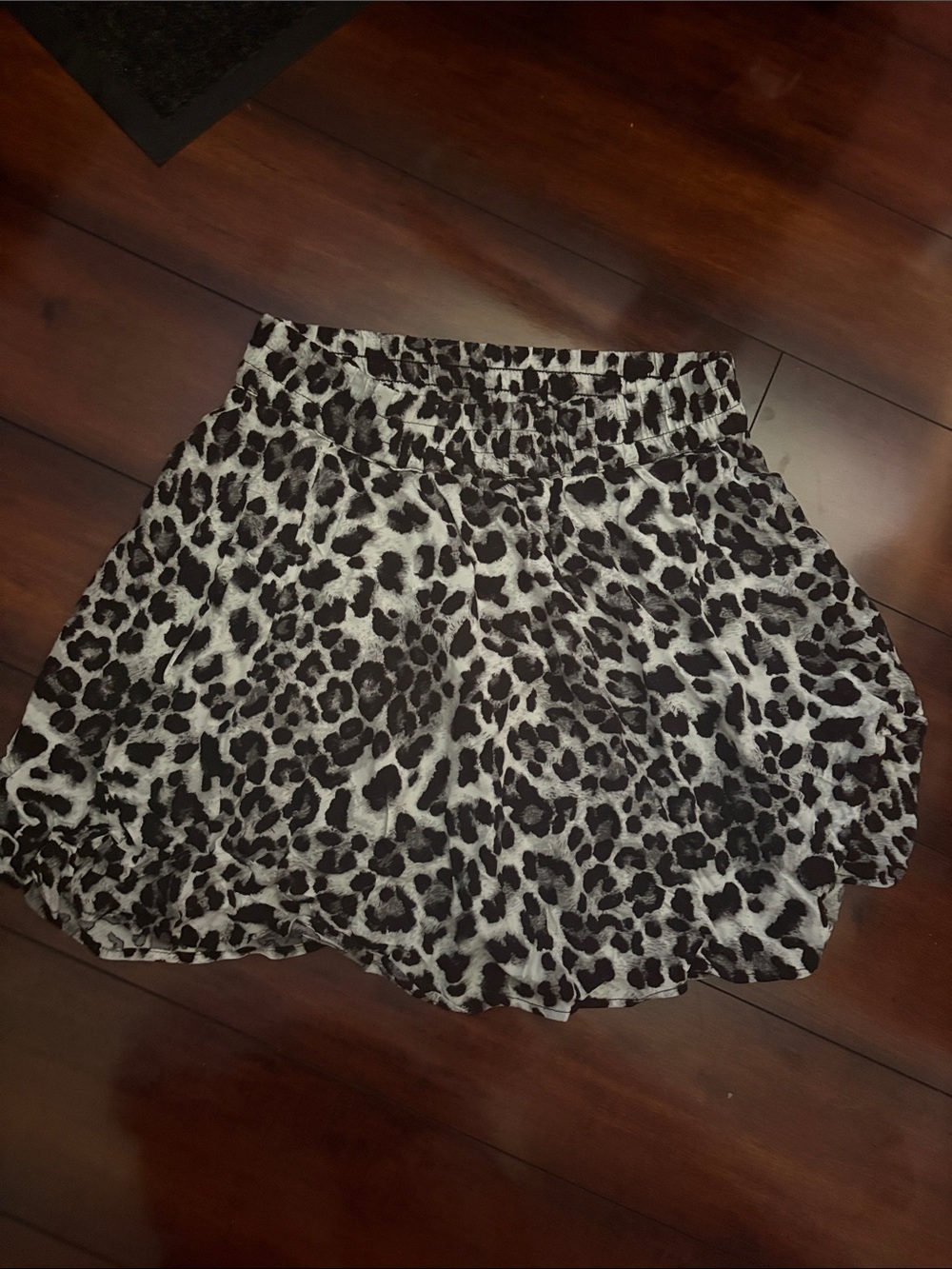 Vero Moda Black and White Leopard Print Skater Skirt